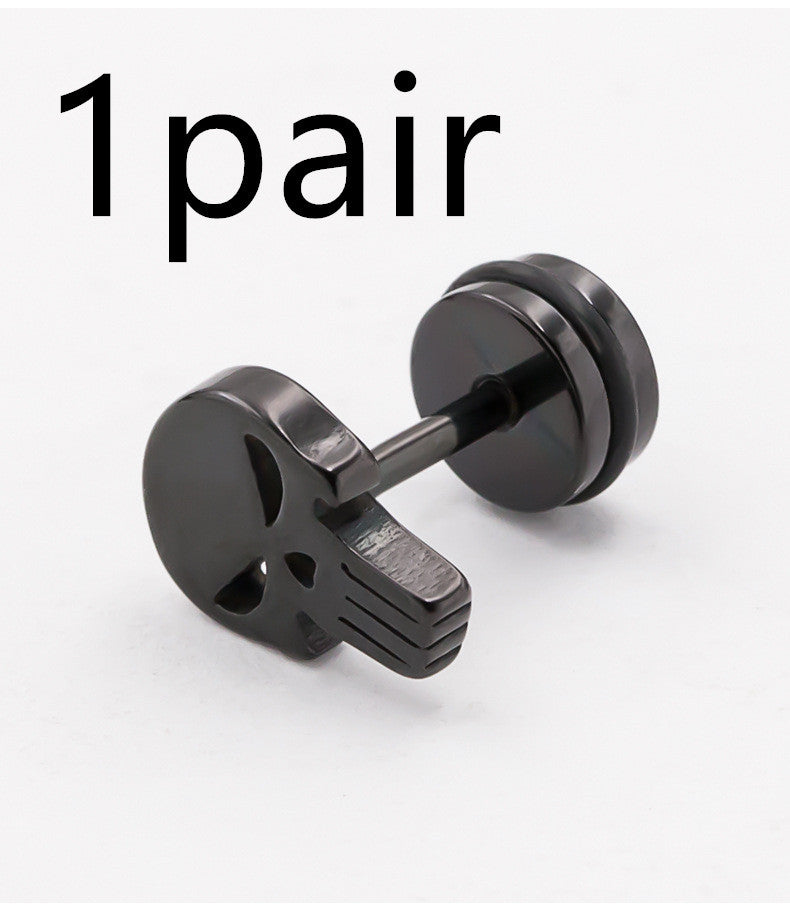 Skull Head Men's Titanium Steel Hypoallergenic Stud Earrings
