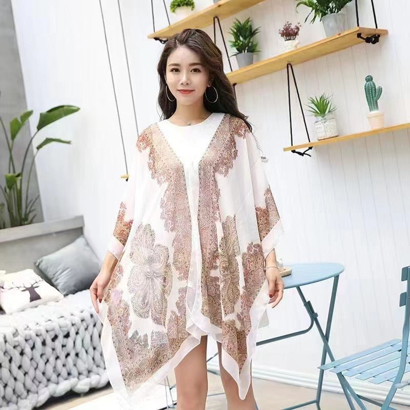 Summer Long-sleeve Women's Cycling Sunscreen Scarf Beach Scarf