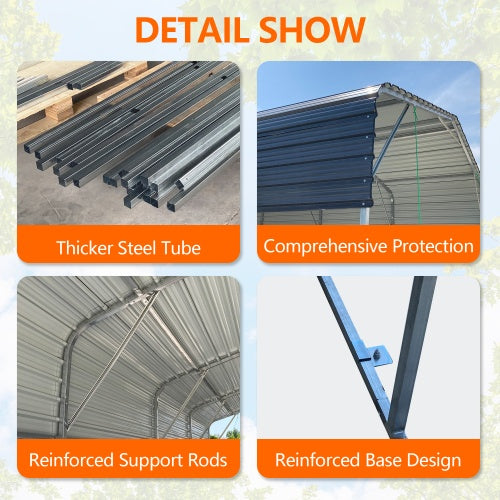 Metal Carport 11x19 FT Heavy Duty With Galvanized Steel Roof
