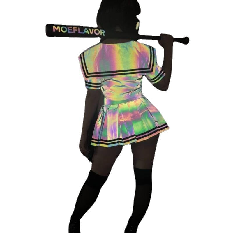 Colorful Reflective Sailor Suit Suit Japanese Sexy Cute