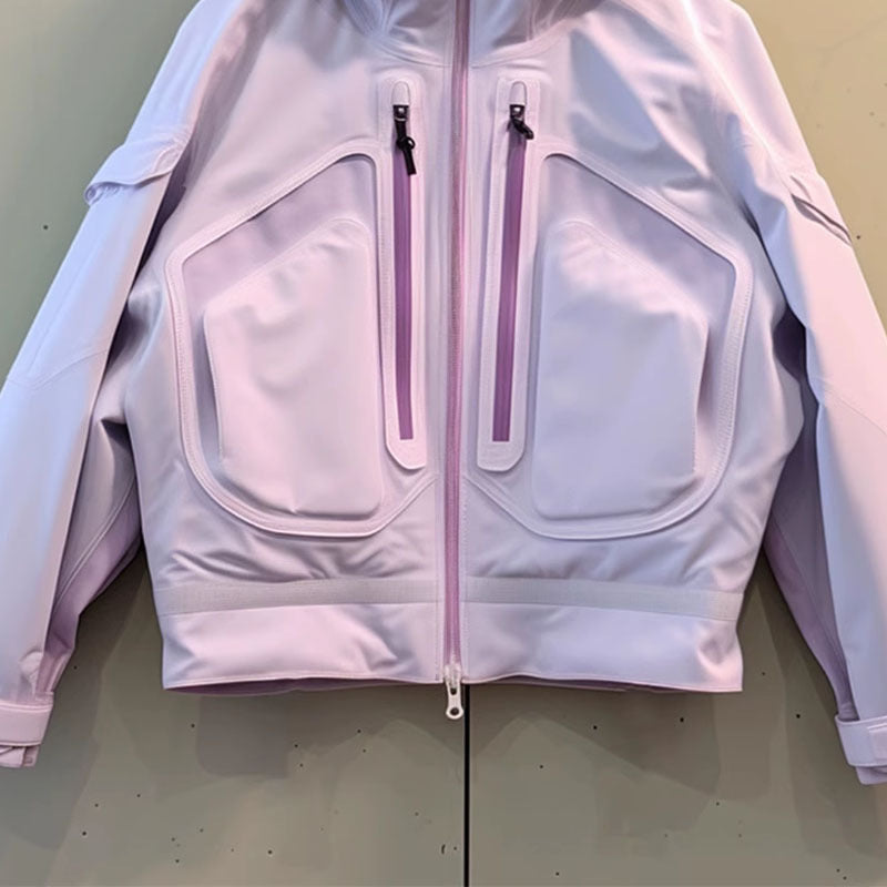 Purple Casual Hooded Jacket Coat For Women Autumn And Winter