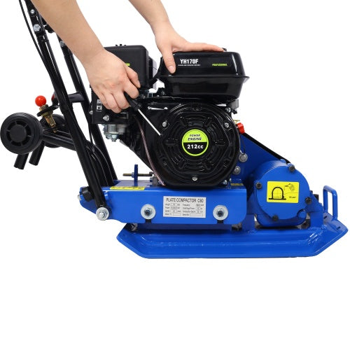 212cc 6.5HP 5600VPM Gas Vibration Compaction Force 20 X 14 Inch Plate Compactor Built-in Wheel,EPA Compliant