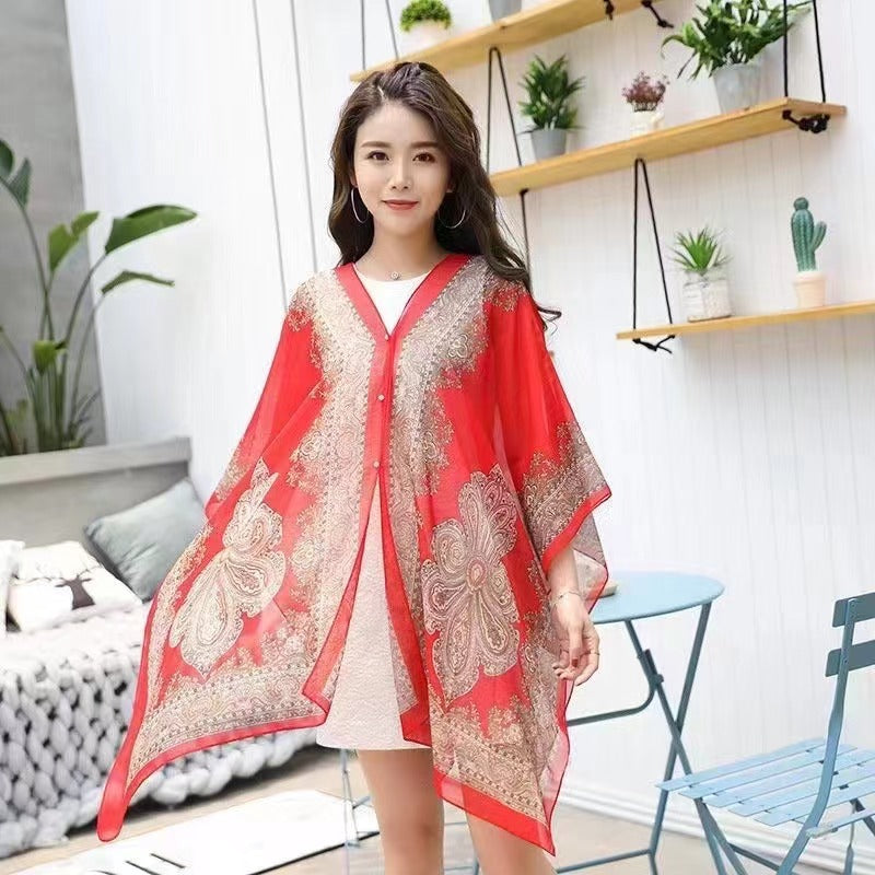Summer Long-sleeve Women's Cycling Sunscreen Scarf Beach Scarf