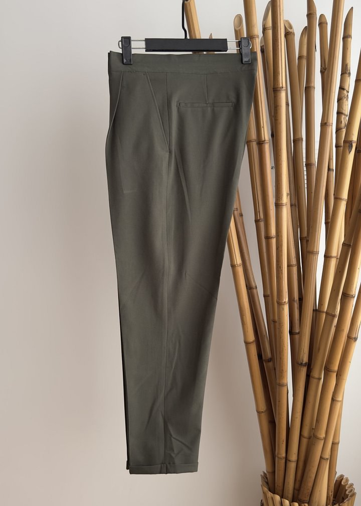 Italian Neapolitan Business Casual High Waist Paris Button Straight Leg Trousers
