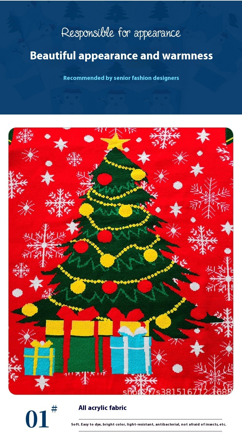 Round Neck Knitted Christmas Sweater European And American Red Pullover Jacquard