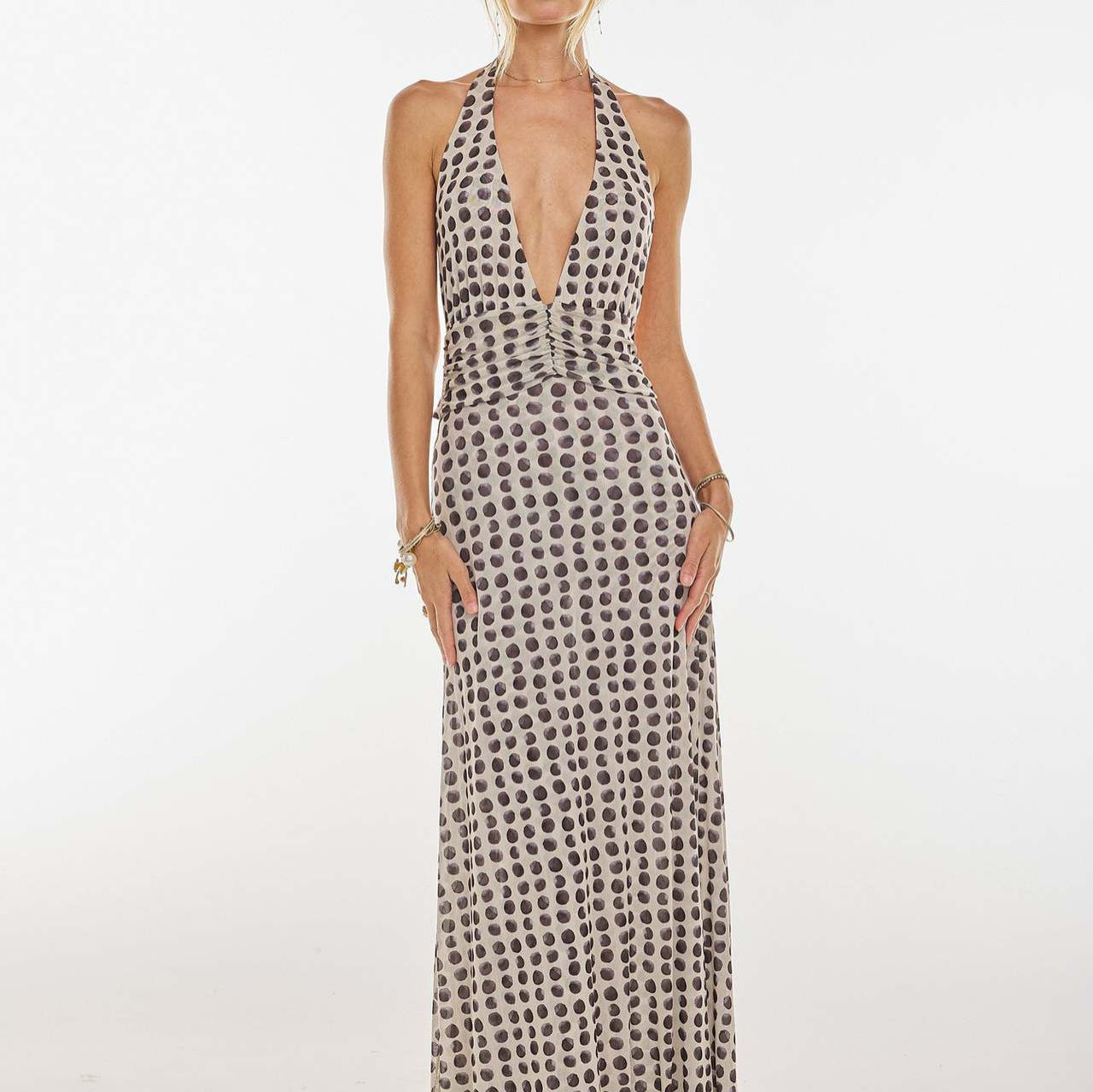 Women's Backless Slim Fit Printed Halter Dress