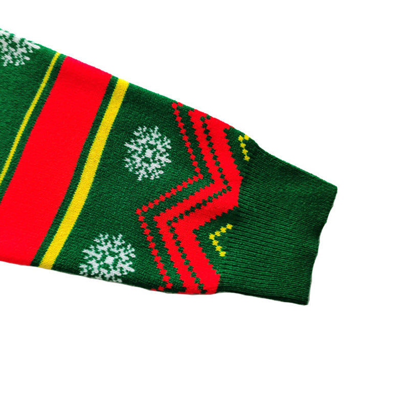 Round Neck Knitted Christmas Sweater European And American Red Pullover Jacquard