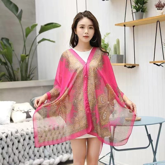 Summer Long-sleeve Women's Cycling Sunscreen Scarf Beach Scarf